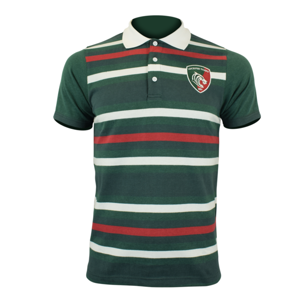 LEICESTER TIGERS S/S NAVY AND GREEN PANEL POLO SHIRT SIZE BOYS 4/5 YEARS NEW 